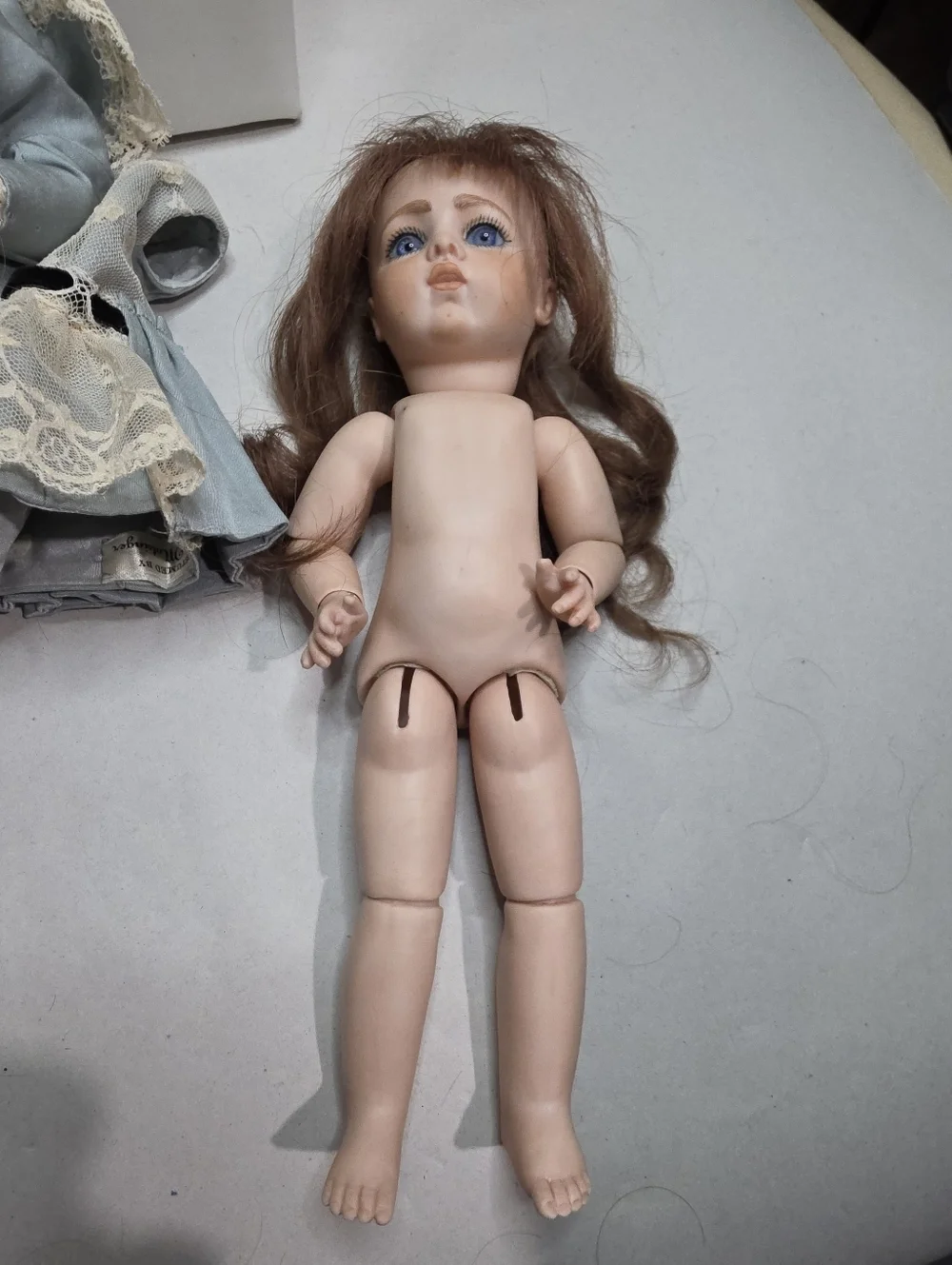 VINTAGE  BRU JNE BERDINE FRENCH REPRODUCTION BISQUE DOLL COMES W/ALL SHOWN
